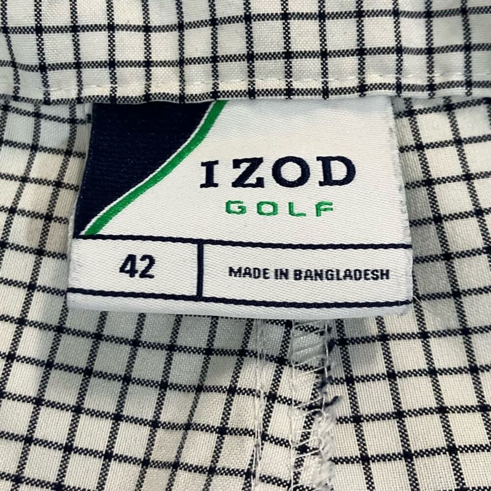 IZOD Golf Men's Black/White Plaid 10" Inseam Casual Golf Shorts | Size 42 - Picture 6 of 7
